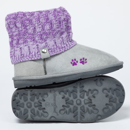 Paw Print Cozy Knitted Ankle Boots