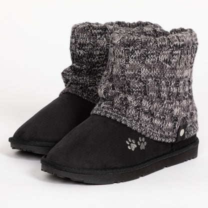 Paw Print Cozy Knitted Ankle Boots