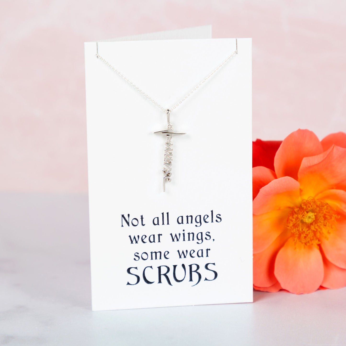 Not All Angels Wear Wings Sterling Silver Nurse Necklace