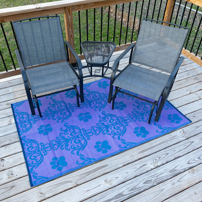 Paw Print Outdoor Reversible Patio Rug