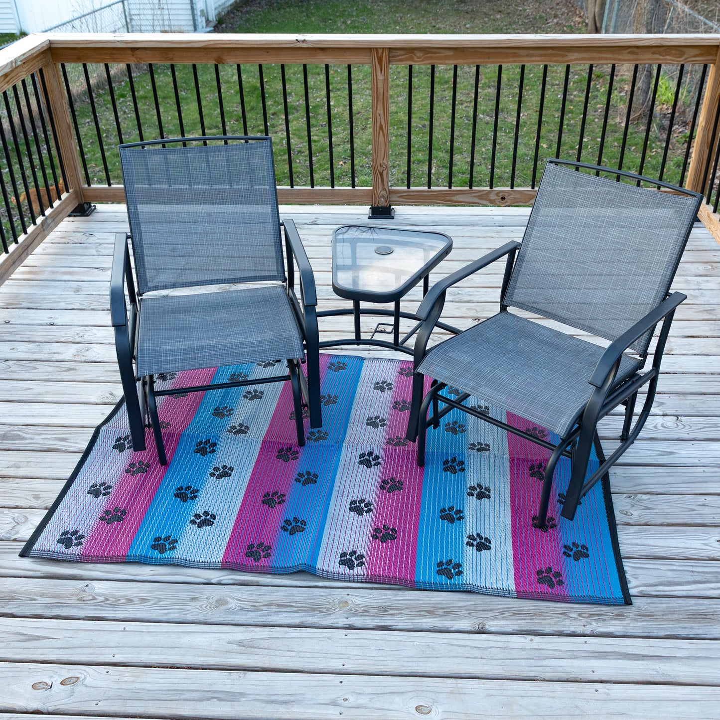 Paw Print Outdoor Reversible Patio Rug