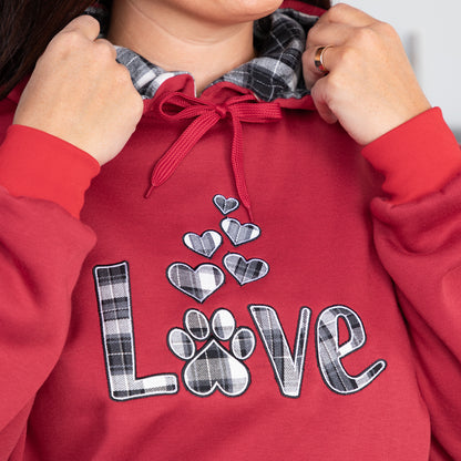 Plaid Love & Paw Hooded Sweatshirt