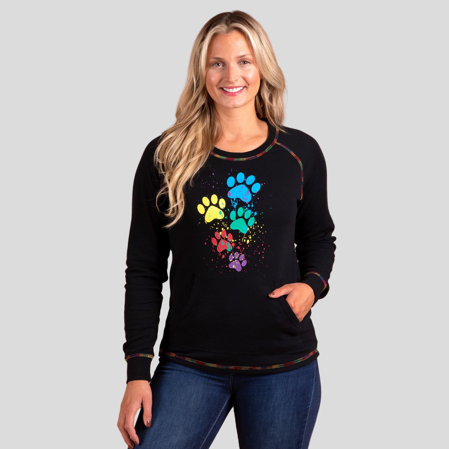 Paint & Paws Rainbow Stitch Thermal Top