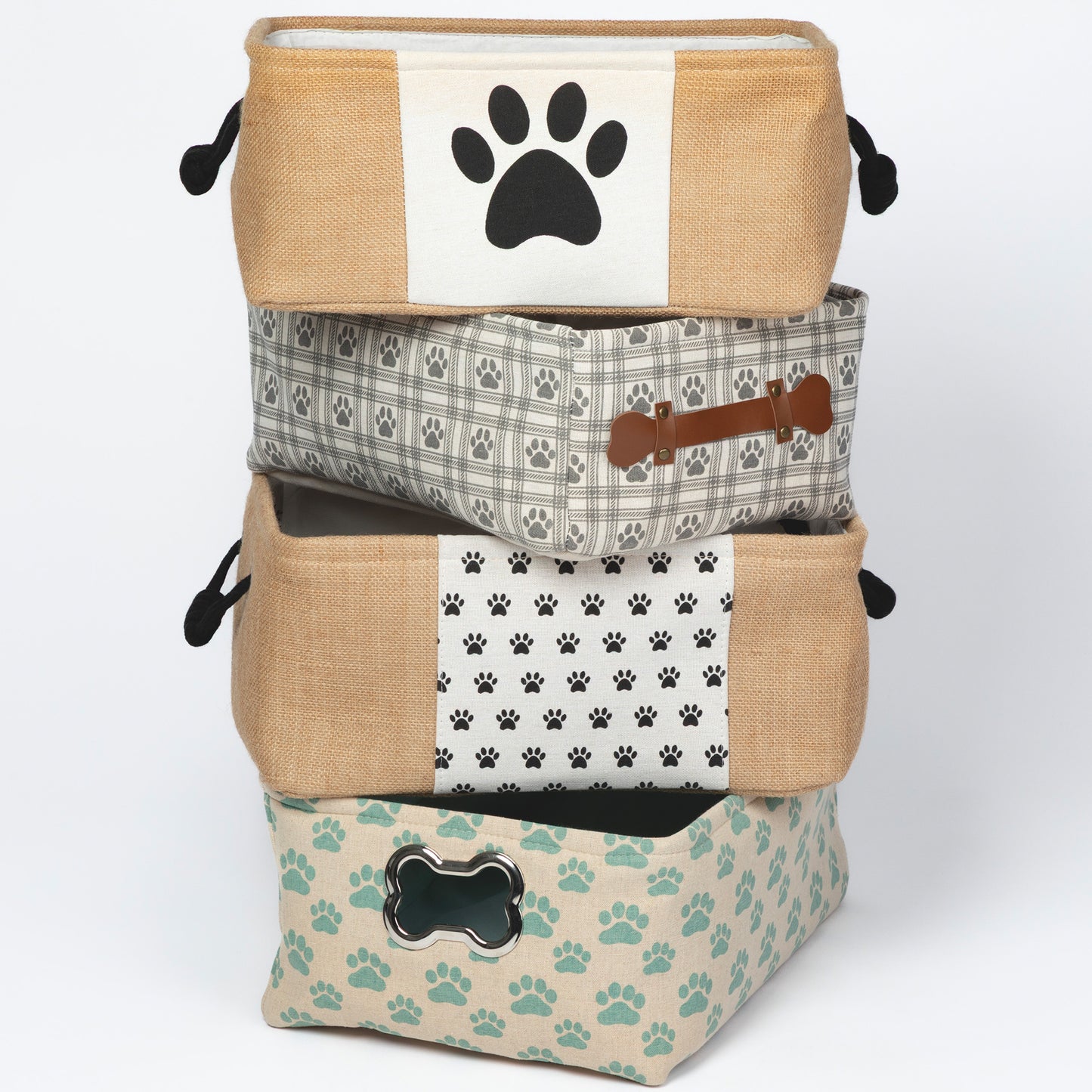 Paw Print Storage Basket with Handles
