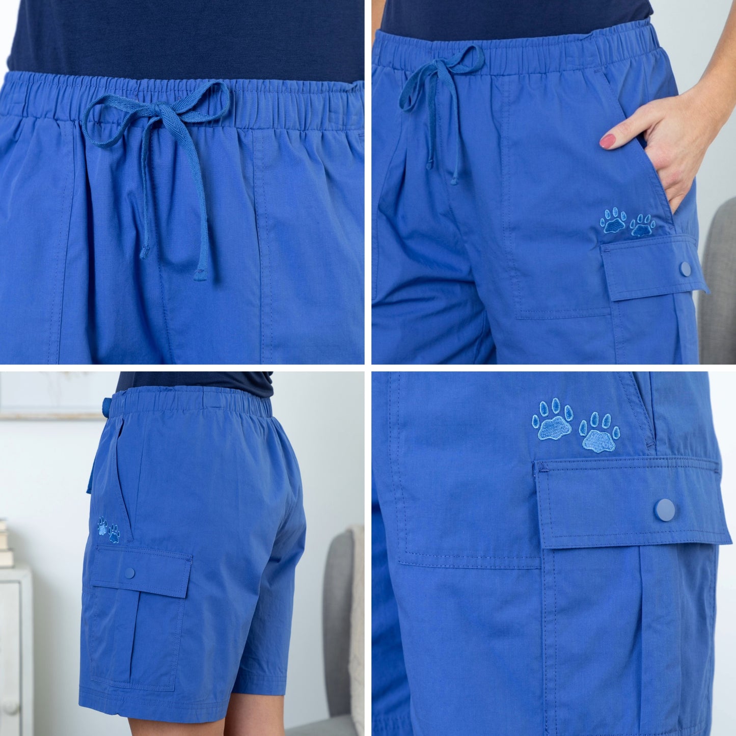 Paw Print Cargo Canvas Shorts