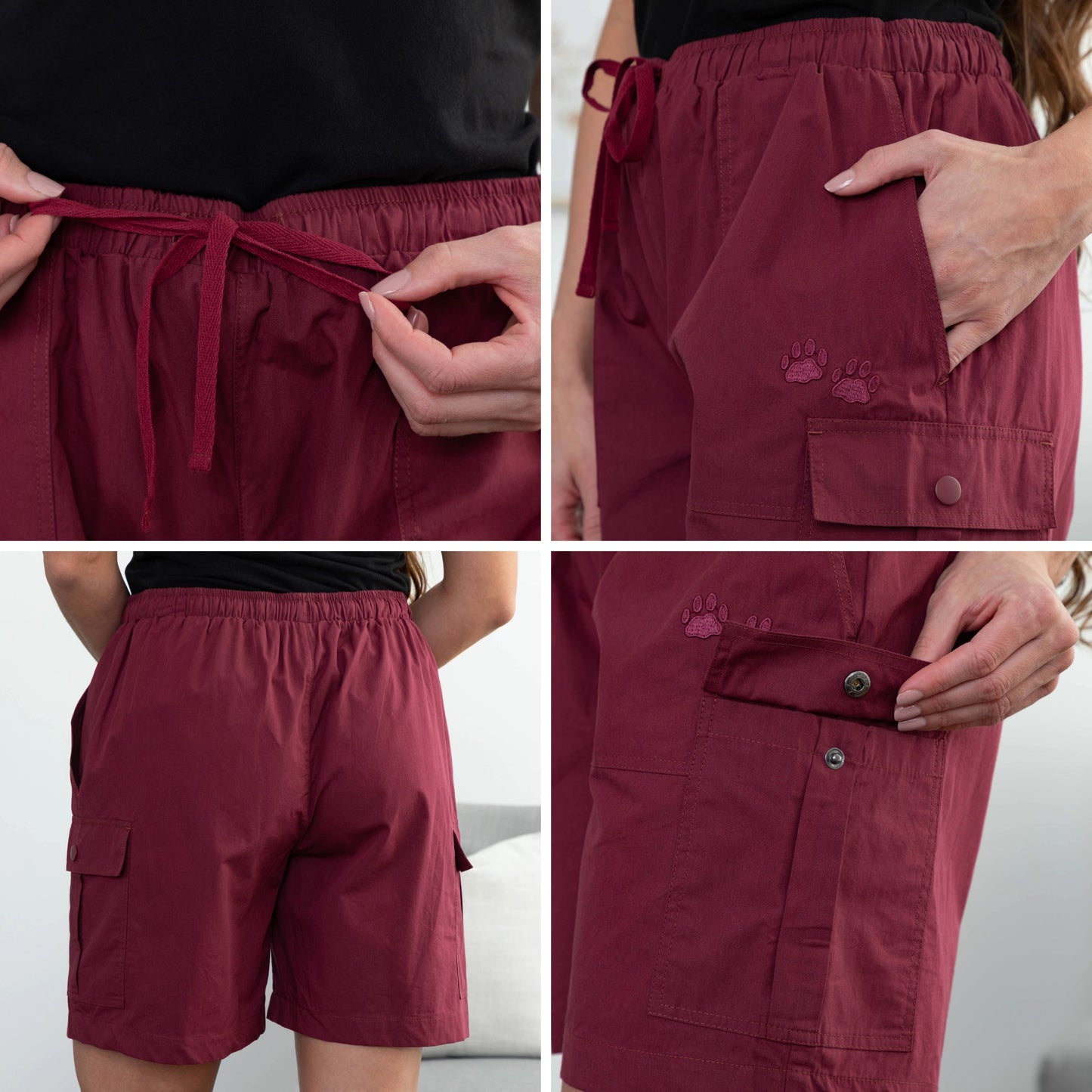 Paw Print Cargo Canvas Shorts