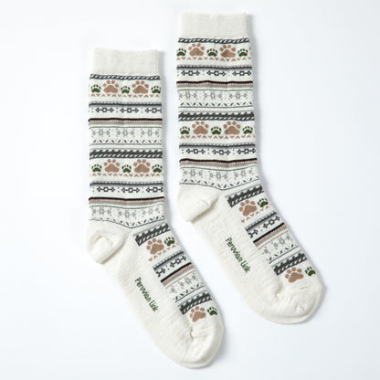 Paw Print Alpaca Crew Socks