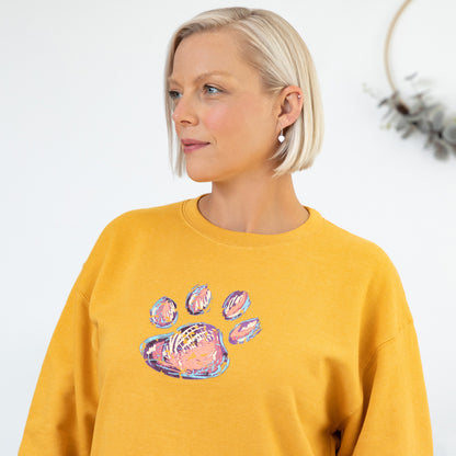 Mixed Media Paw Crewneck Sweatshirt