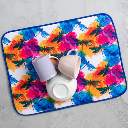 Watercolor Dragonfly Dish Drying Mat