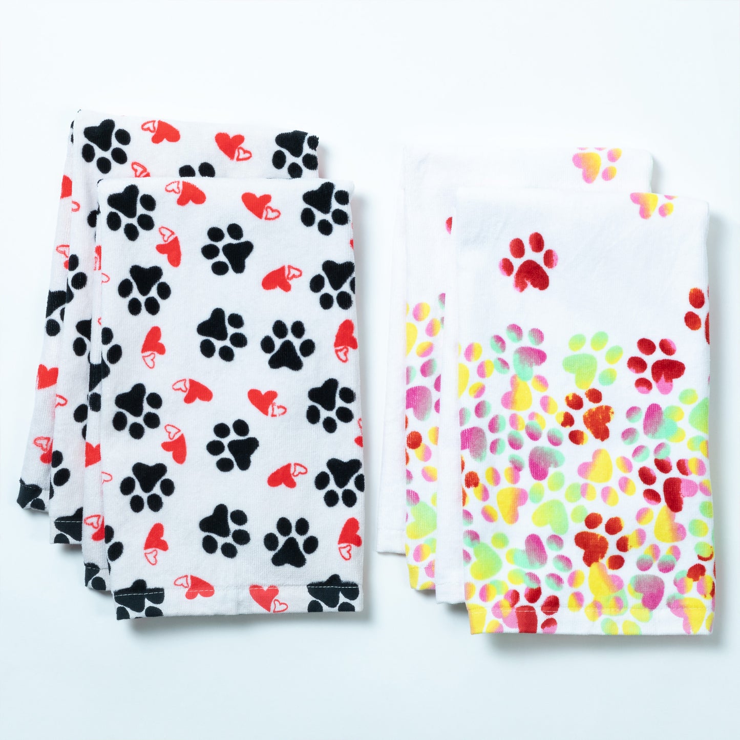 Paw Print Bath Hand Towels - Set of 2