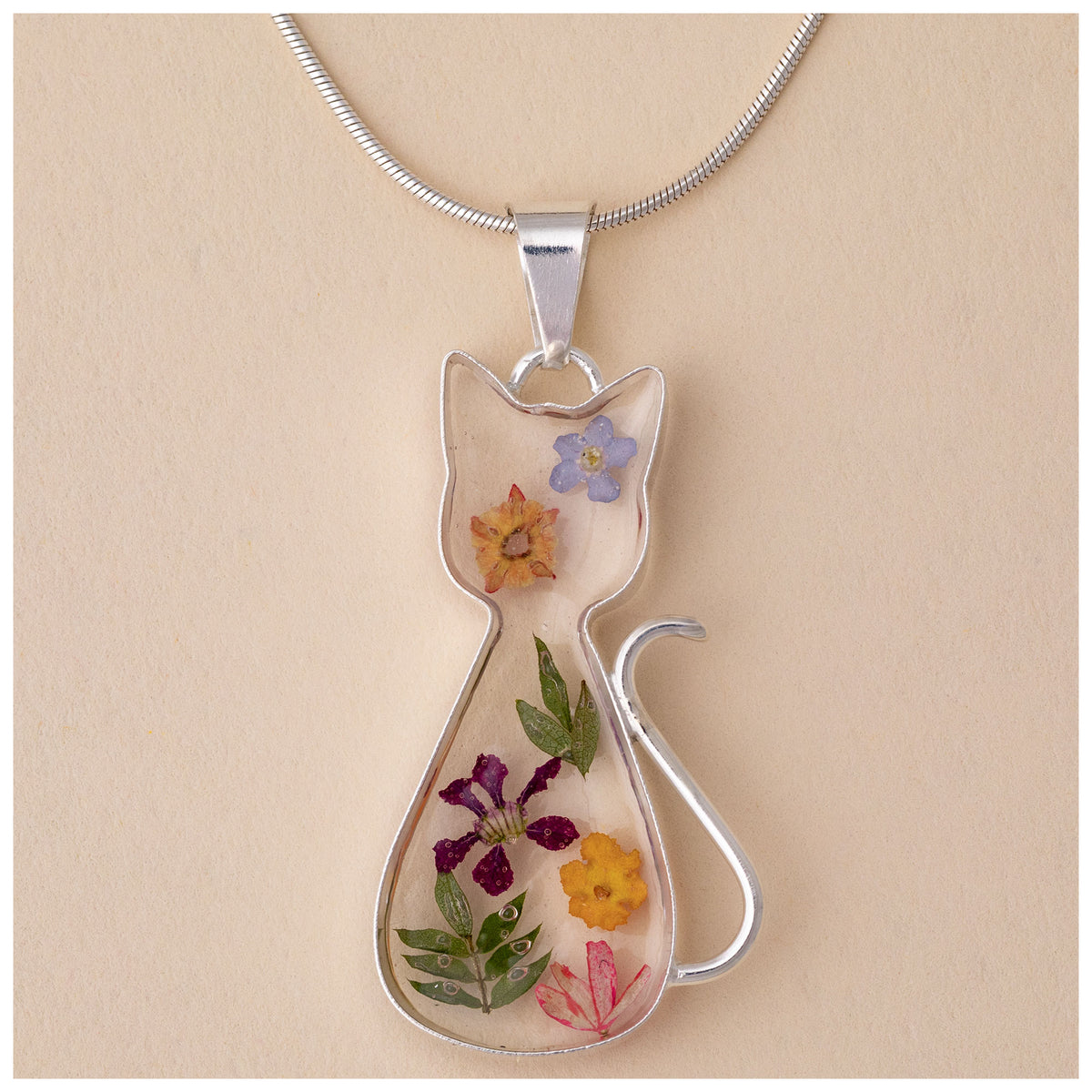 Real Flowers & Sterling Necklace