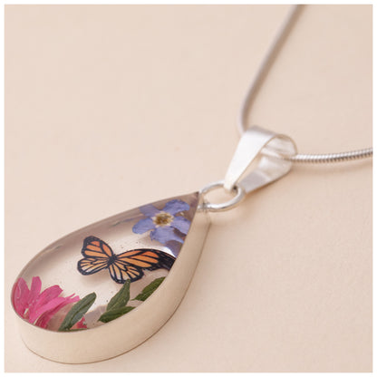 Real Flowers & Sterling Necklace