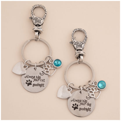 Always Kiss Your Pet Goodnight Charm Keychain