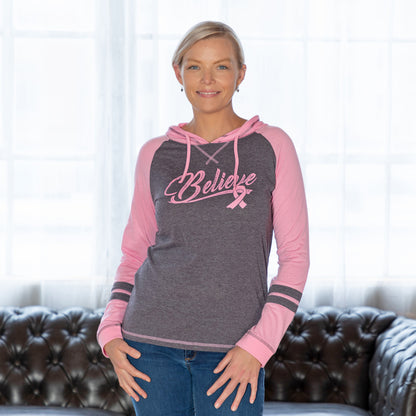 Believe Pink Ribbon Hooded Tee