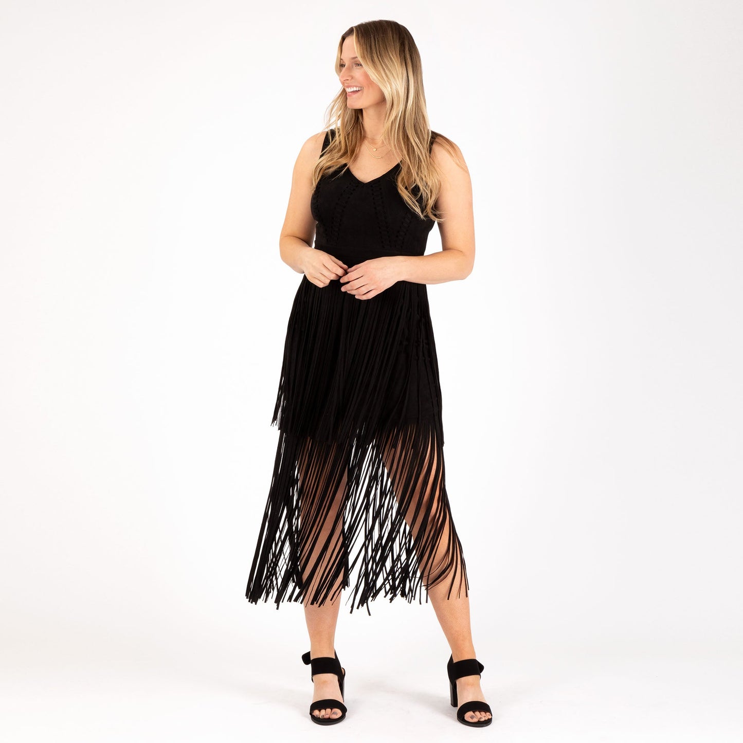 Southern Fringe Faux Suede Dress