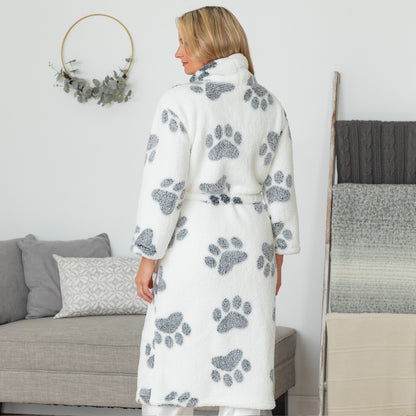 Prints of Paws Plush Sherpa Fleece Robe