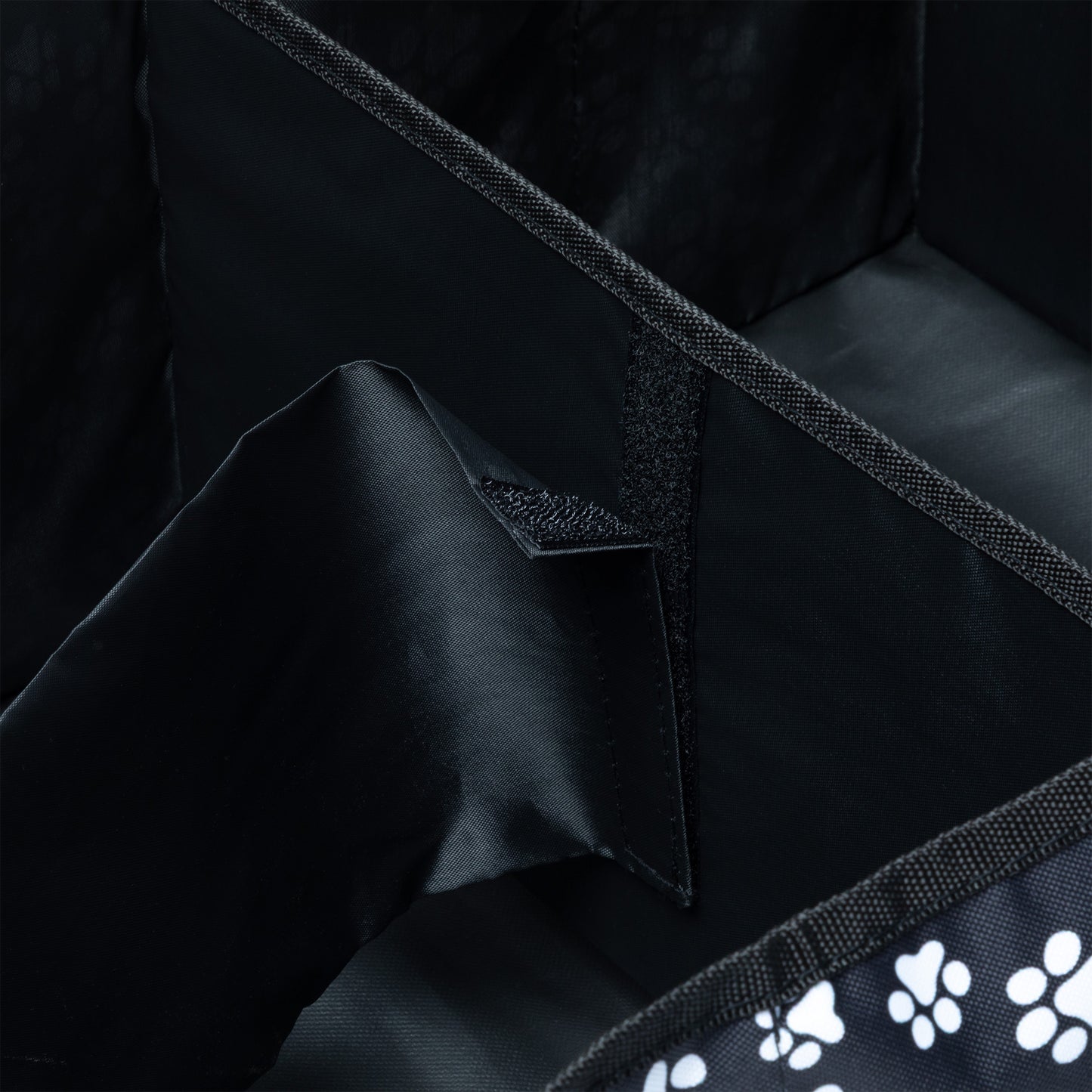 Close up of velcro feature inside of a car trunk organizer.