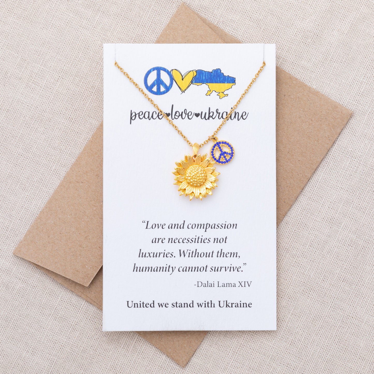 Peace For Ukraine Gold Plated Necklace