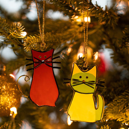 Thick As Thieves Glass Cat Ornament - Set of 2