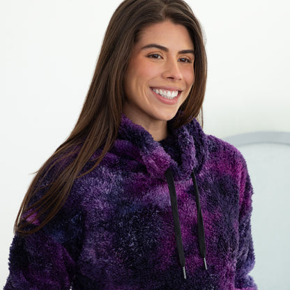 Tie-Dye Fleece Cowl Neck Pullover