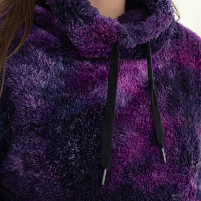 Tie-Dye Fleece Cowl Neck Pullover