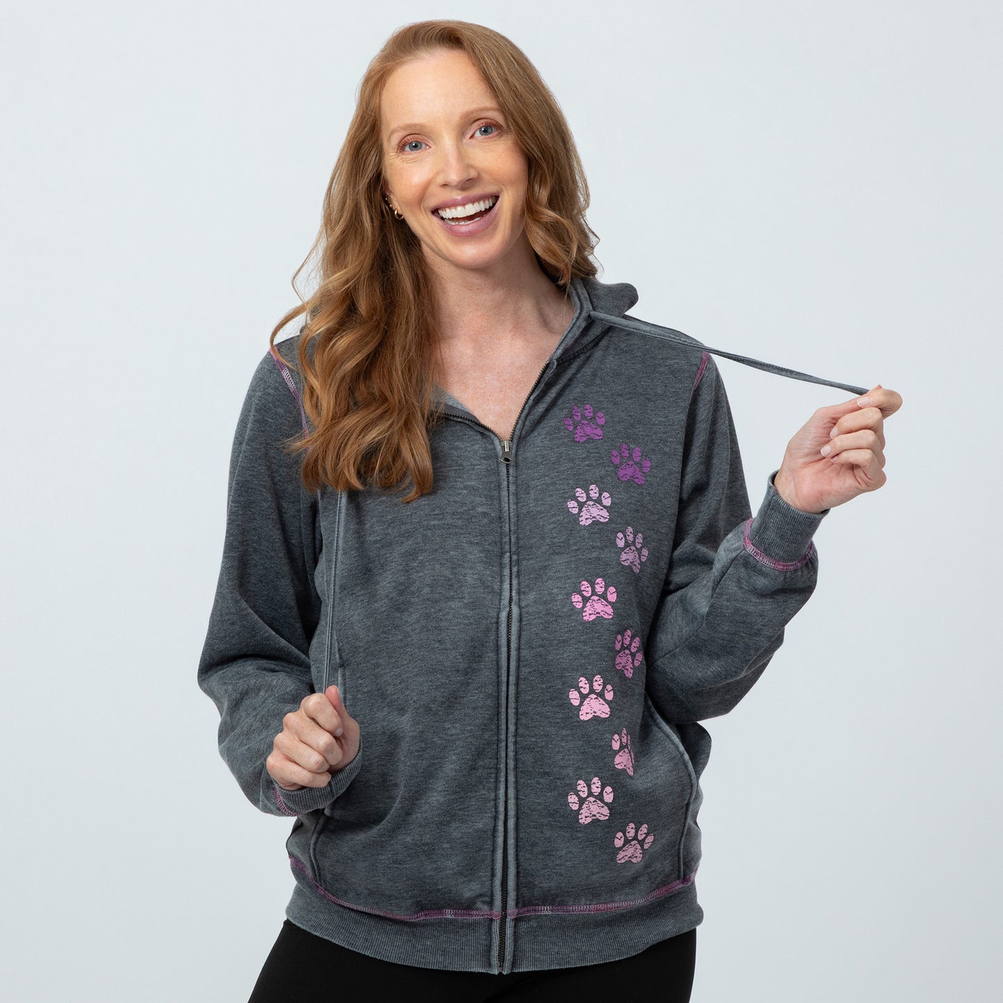 Rainbow Paws Zip Up Burnout Hoodie