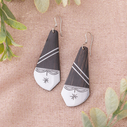 Tuareg Silver and Ebony Drop Earrings