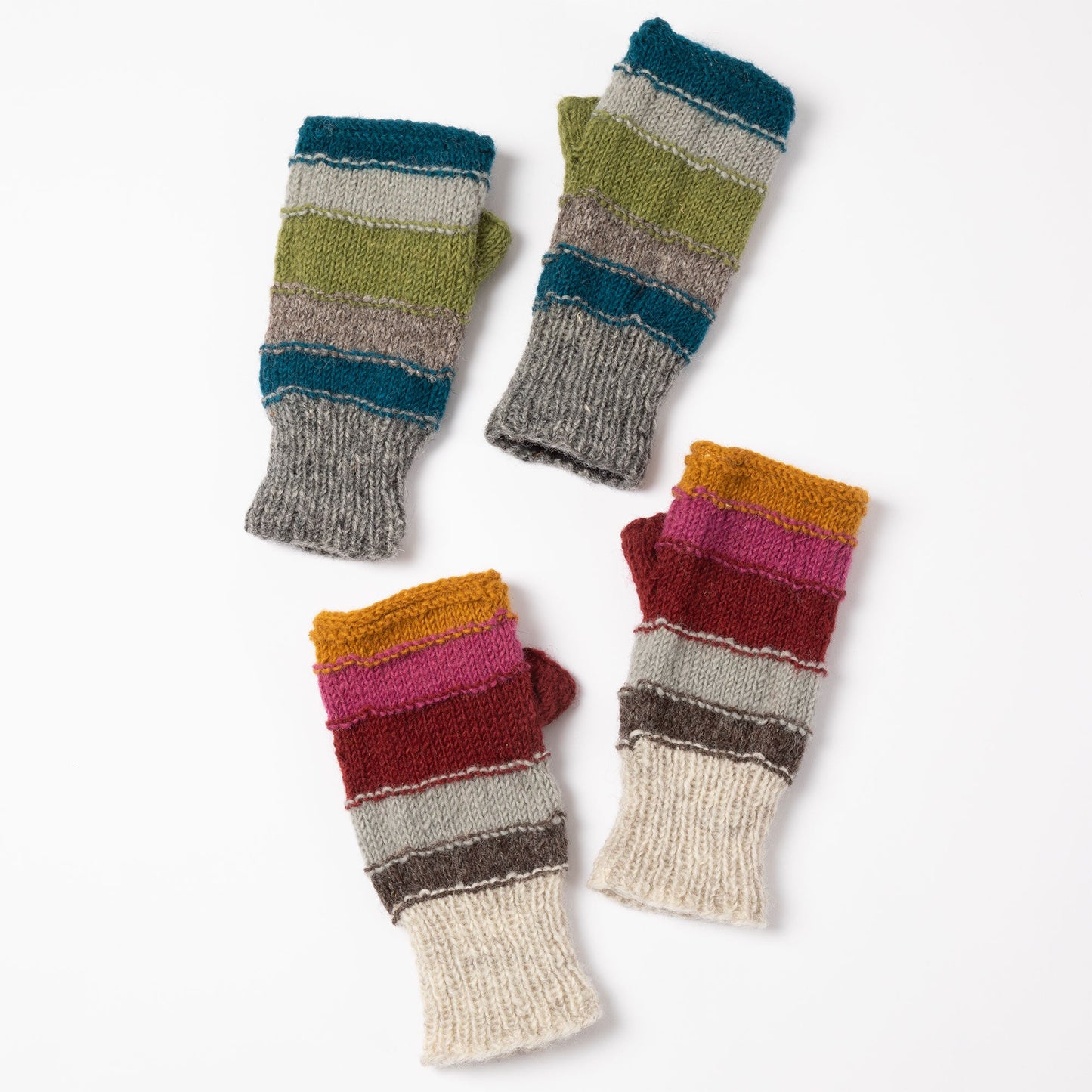 Bold Stripes Hand Knit Hand Warmers