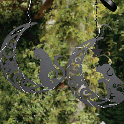 Star Gazing Pets On The Moon Solar Hanging Light