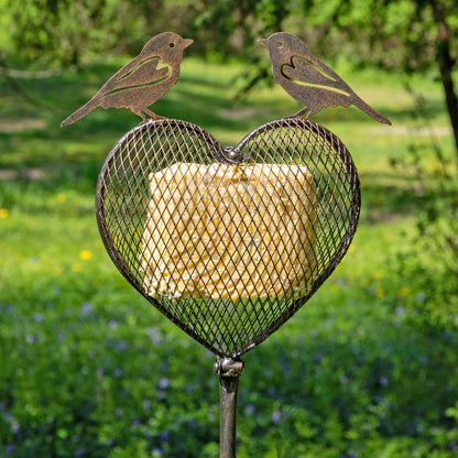 Love Birds Metal Bird Feeder Stake