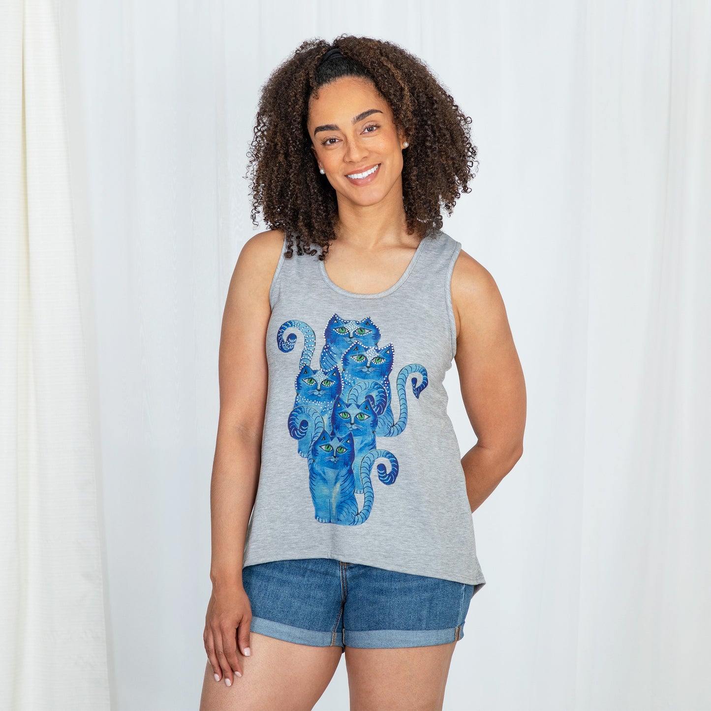 Rhinestone & Cats Tank Top