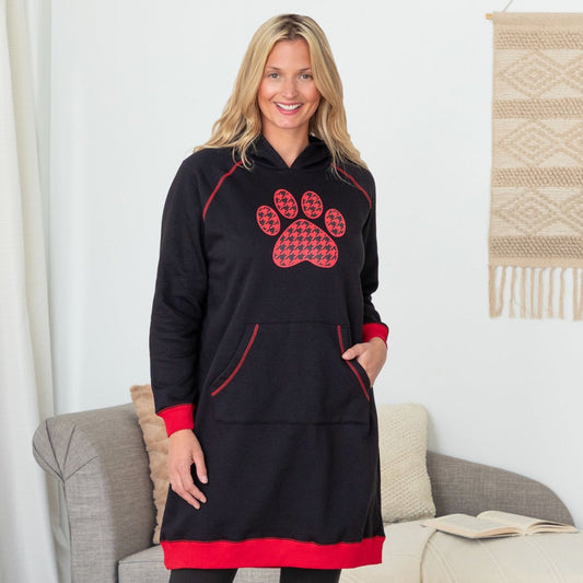 Paw Print Oversized Hooded Sweatshirt