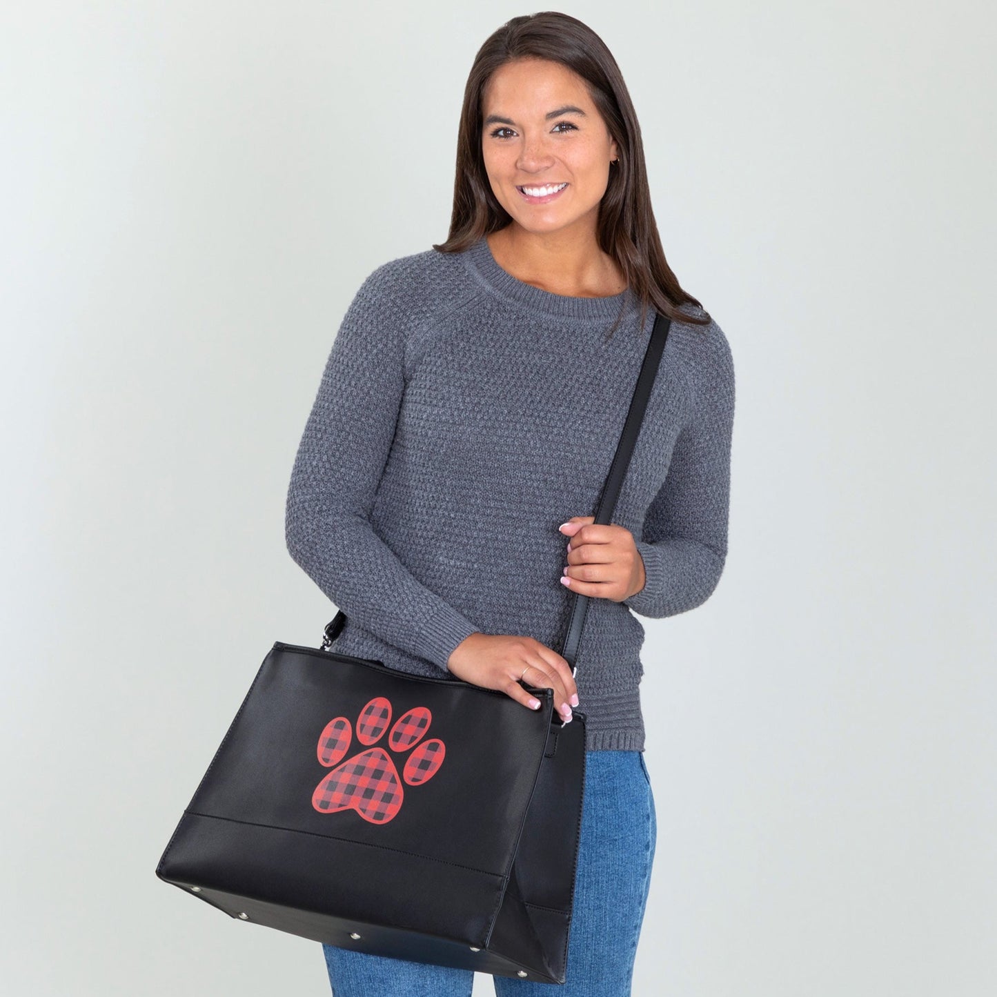 Buffalo Check Paw Print Handbag