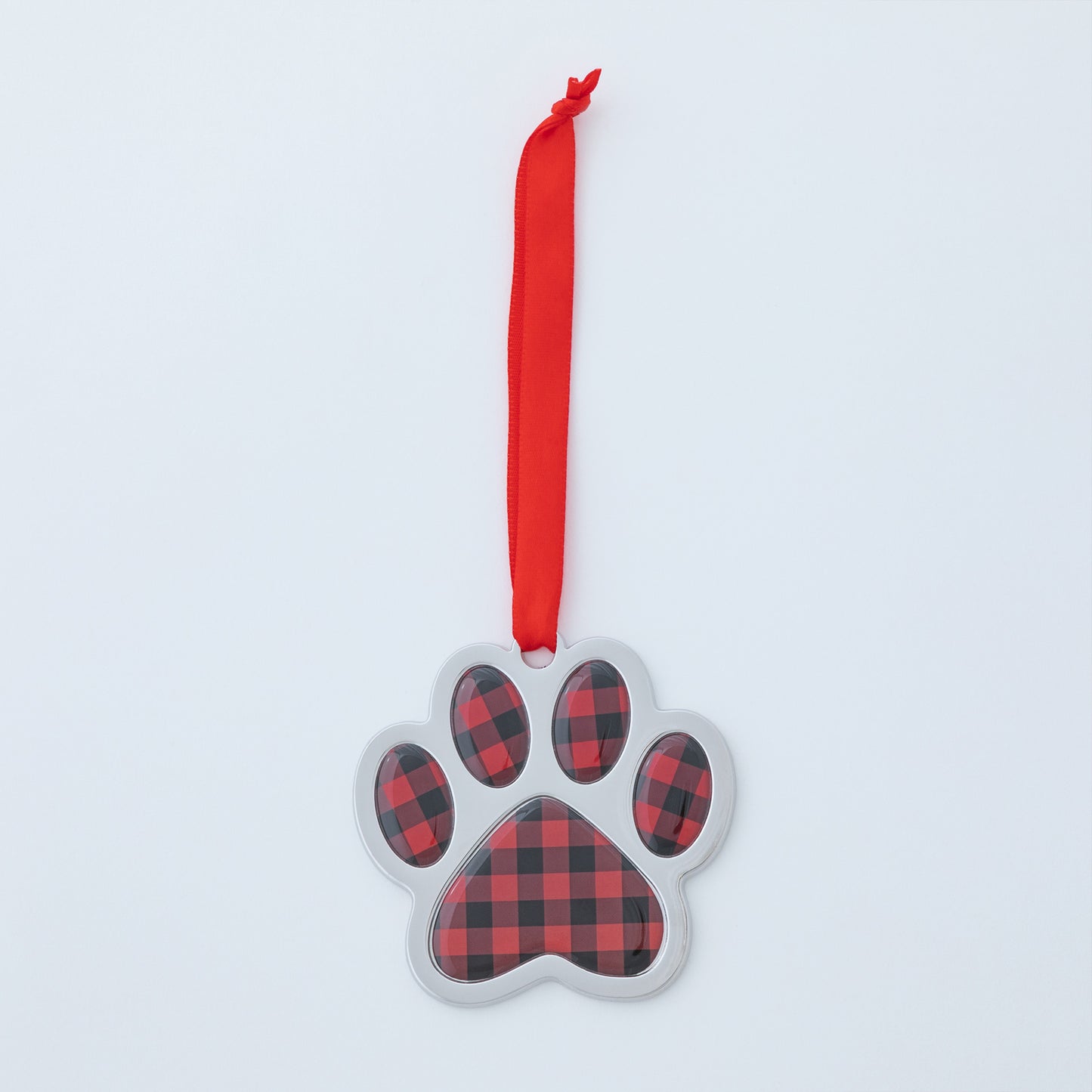 Gingham Paw Print Ornament