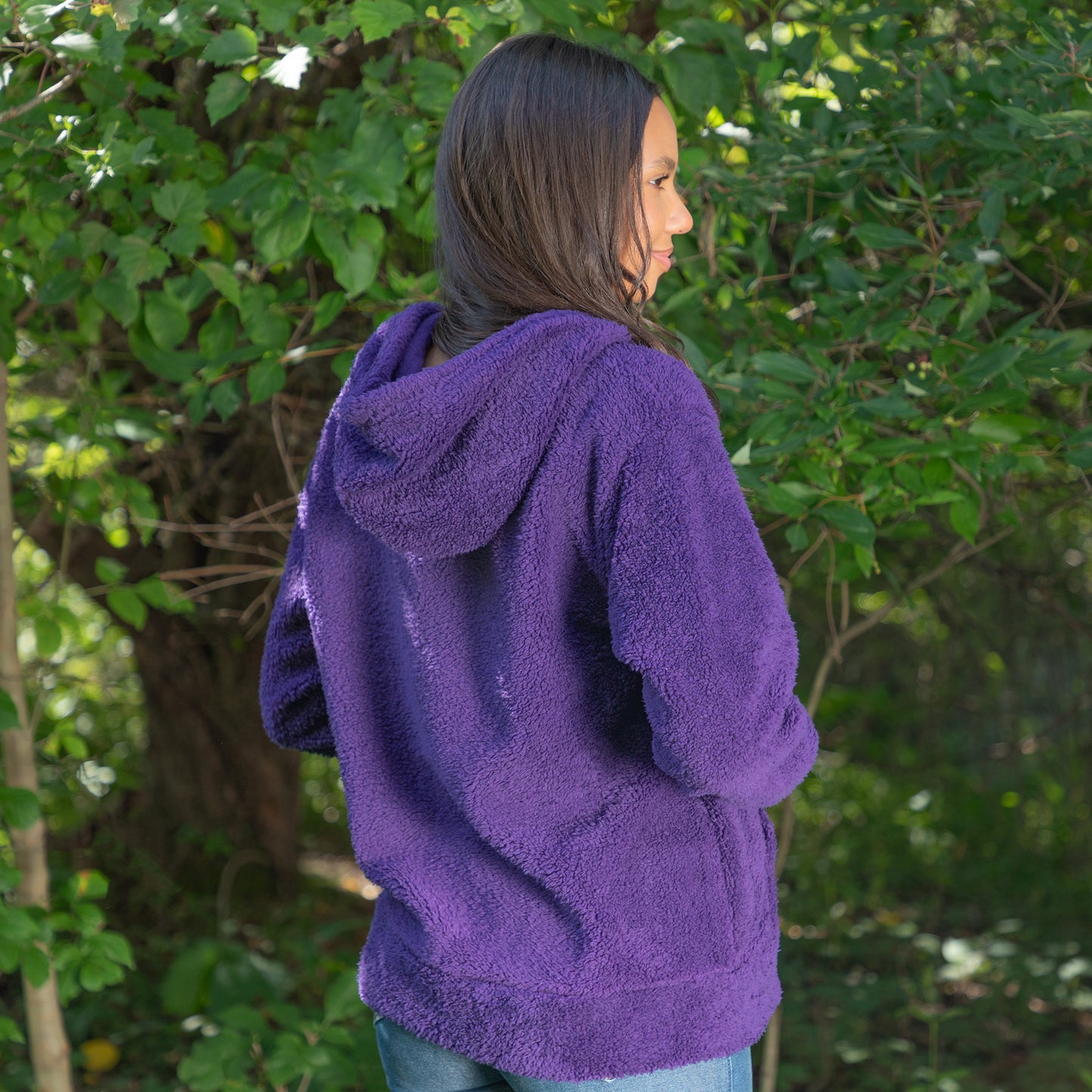 Purple Paws Plush Sherpa Fleece Quarter Zip Hoodie