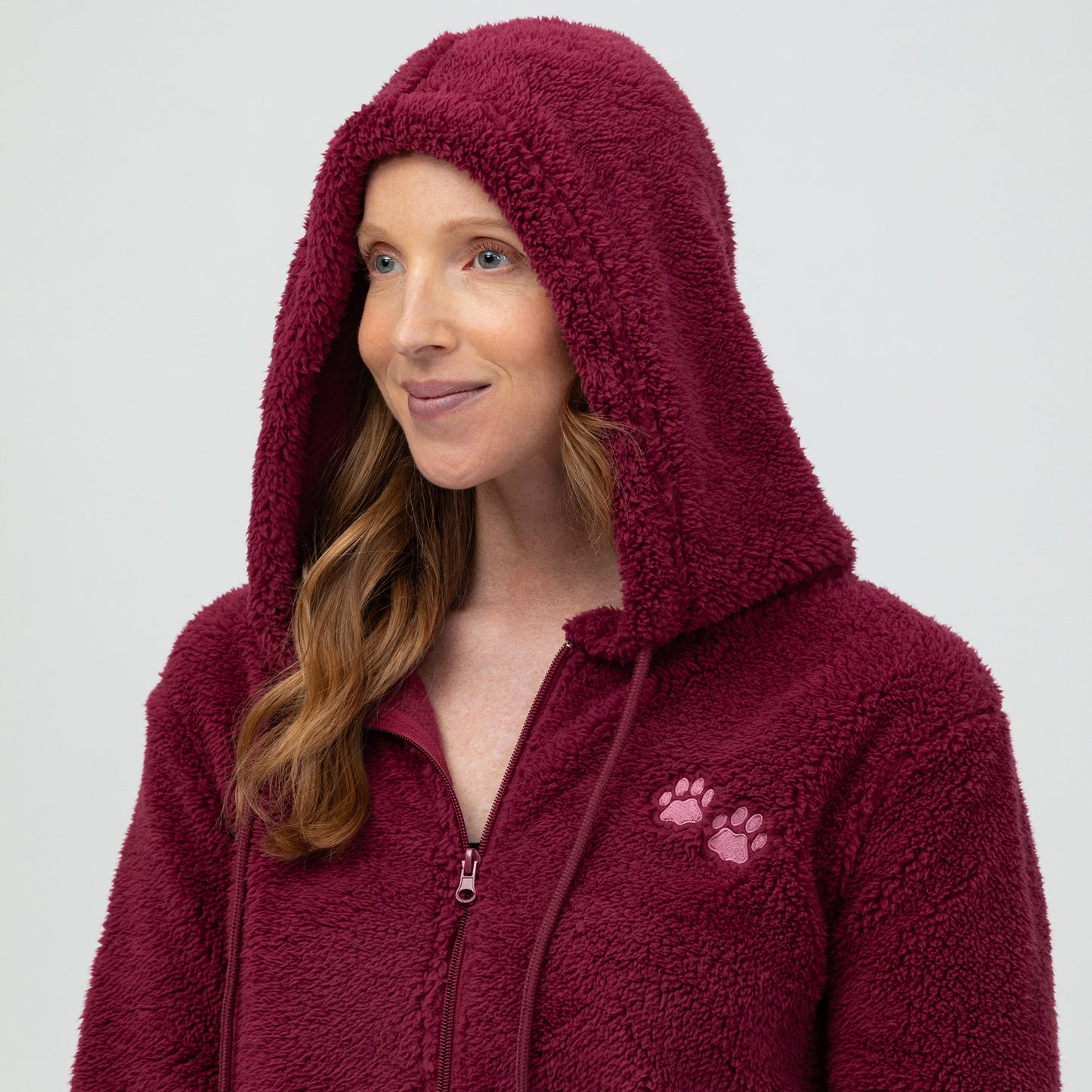 Purple Paws Plush Sherpa Fleece Quarter Zip Hoodie