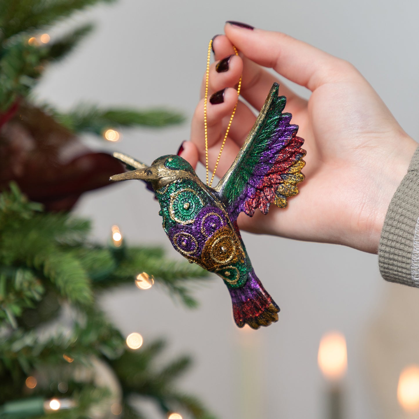 Colorful Beaded Hummingbird Ornament