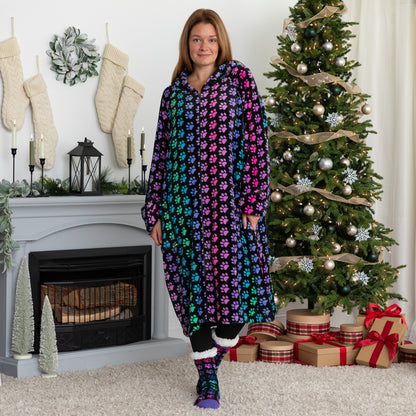 Super Cozy&trade; Paw Print Full Zip Blanket Hoodie with Waist Toggle