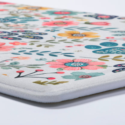 Floral patterned mat on a white background