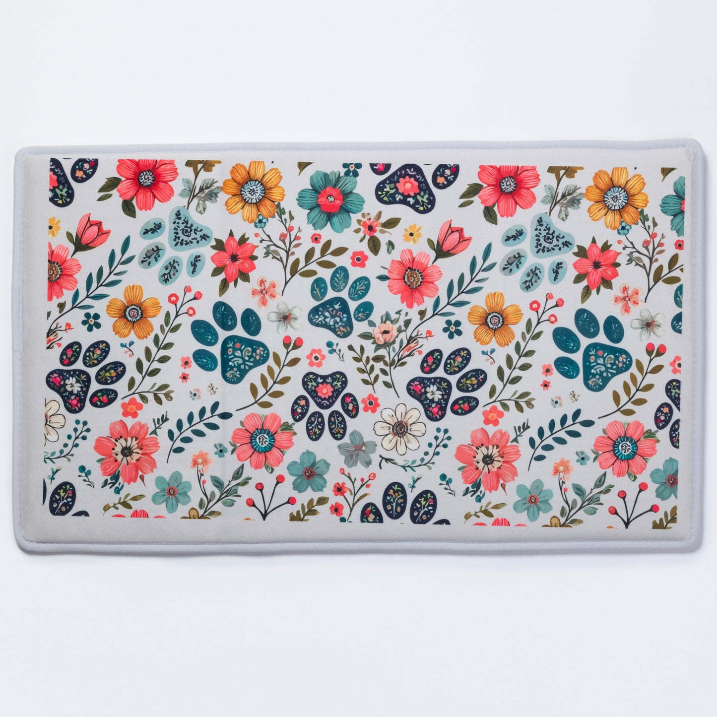 Floral patterned floor mat on a white background