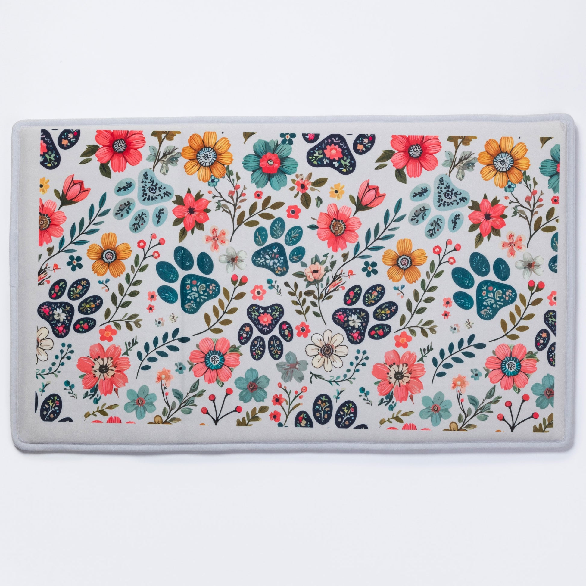 Floral patterned floor mat on a white background