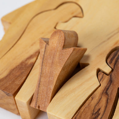 Hand Carved Olive Wood Holy Family Nativity Puzzle