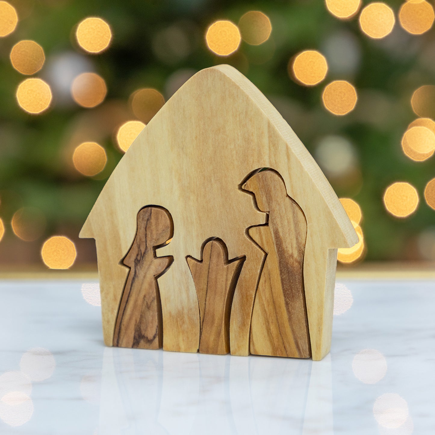 Hand Carved Olive Wood Holy Family Nativity Puzzle