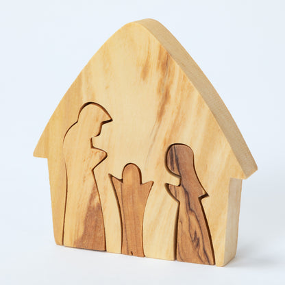 Hand Carved Olive Wood Holy Family Nativity Puzzle