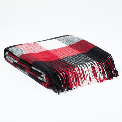 Ukrainian Wool-Blend Fringed Throw Blanket