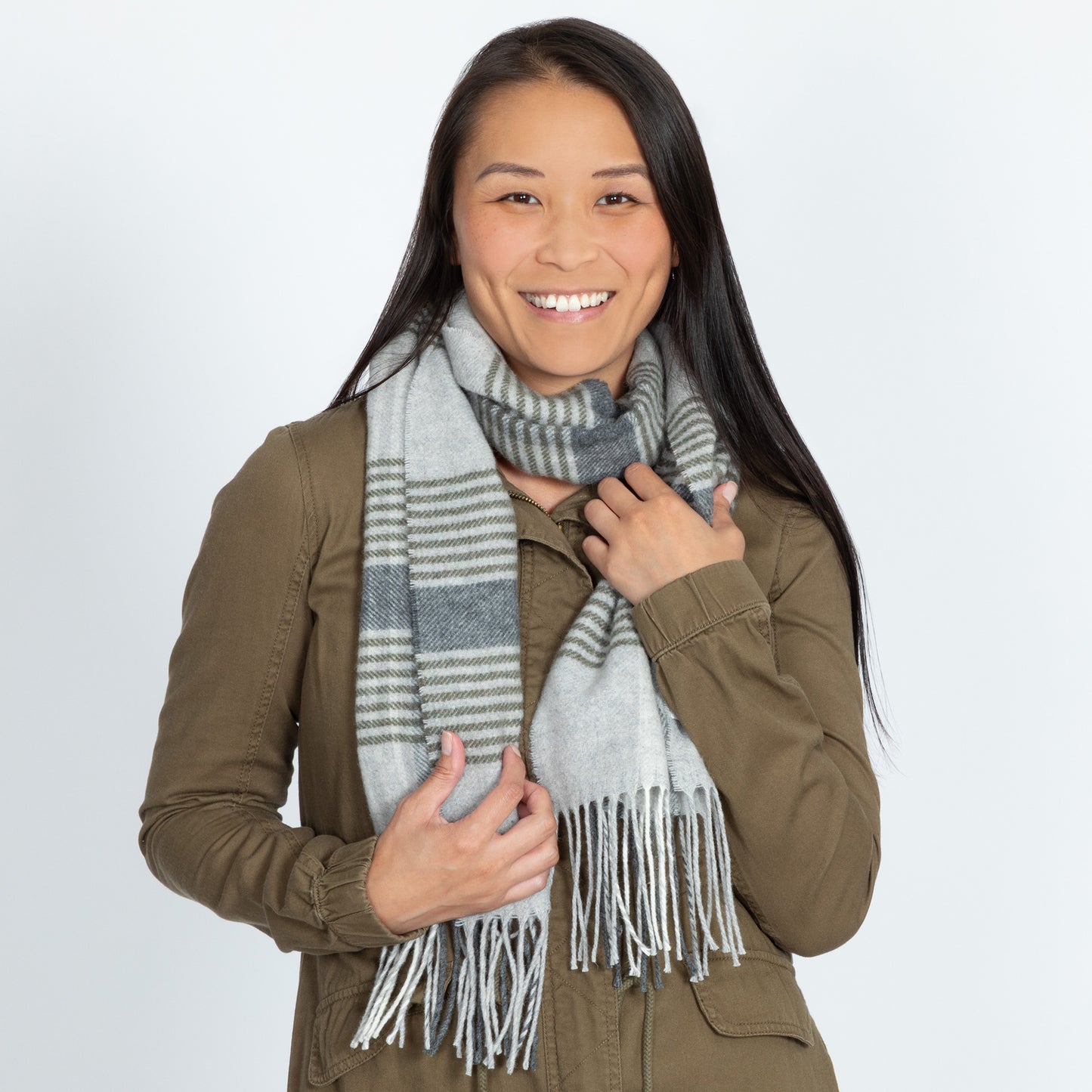 Ukrainian Merino Wool & Cashmere Plaid Scarf