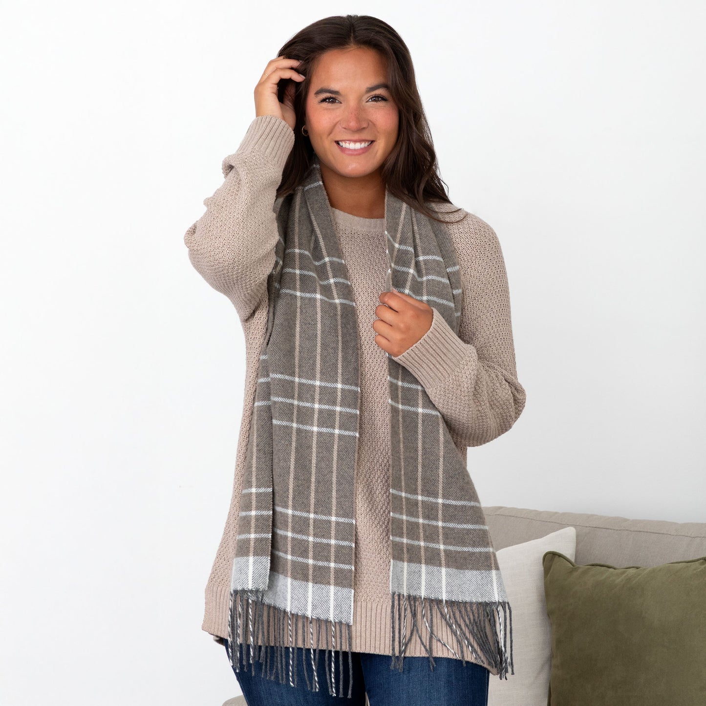 Ukrainian Merino Wool & Cashmere Plaid Scarf