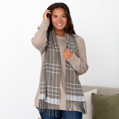 Ukrainian Merino Wool & Cashmere Plaid Scarf