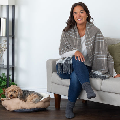 Ukrainian Merino Wool & Cashmere Plaid Shawl