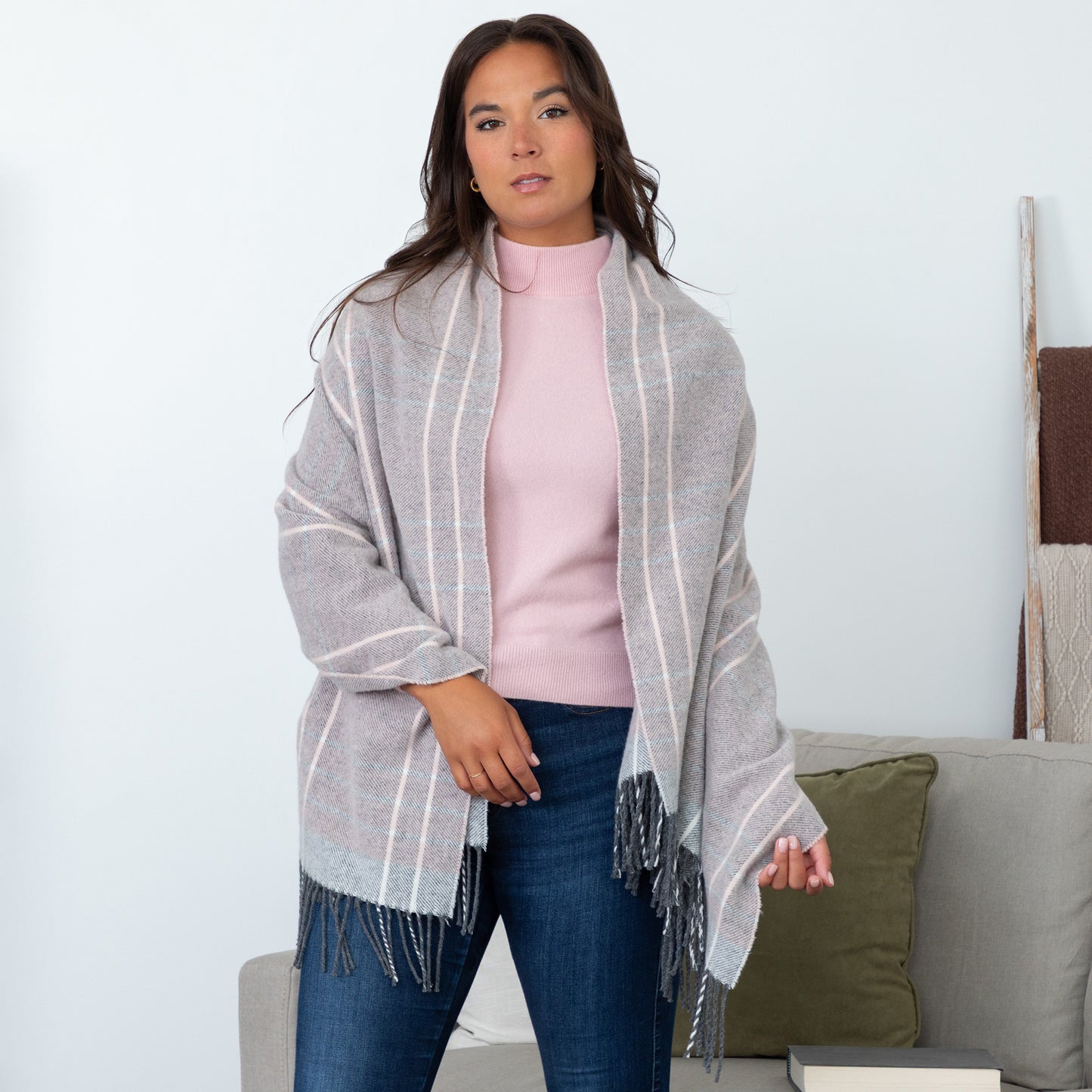 Ukrainian Merino Wool & Cashmere Plaid Shawl